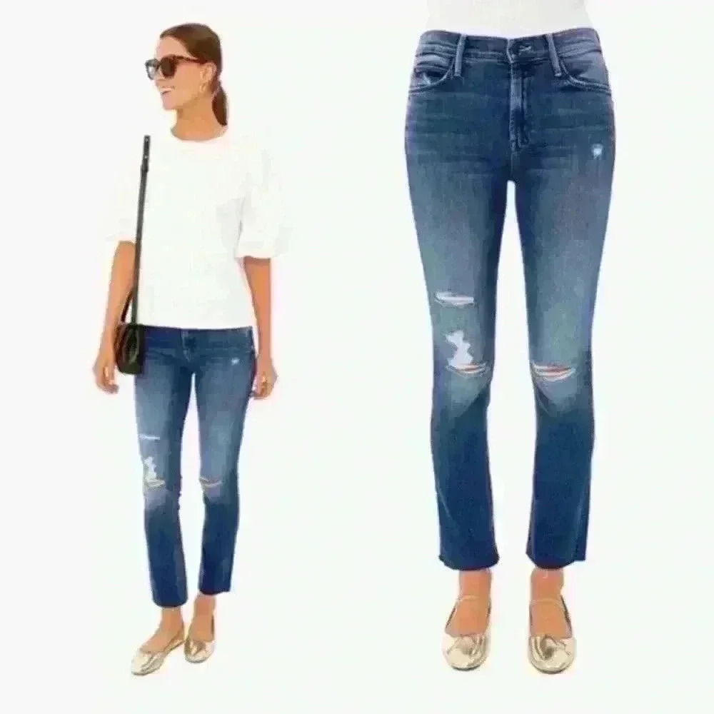 Mother Mid Rise Dazzler Ankle Fray in Weekend Warrior Straight Leg Jeans Size 27 - Picture 12 of 12